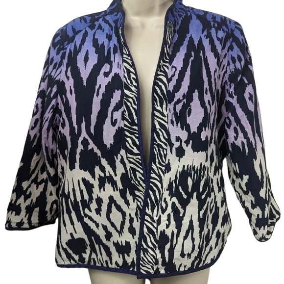 Chico's Ombre Tiger Stripe Blazer Sz 1/M - Picture 1 of 10